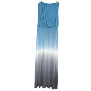 Young Fabulous & Broke Blue Gray Ombre Jersey Knit Maxi Dress Summer Size Large